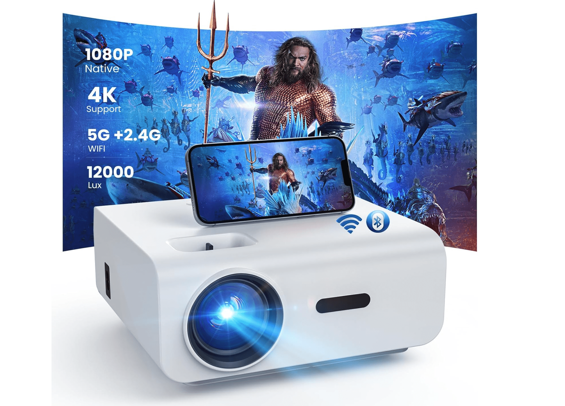HOPVISION Mini Proyector Portátil WiFi Bluetooth